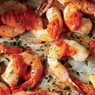 Grill Prawns with speedy Romesco sauce 