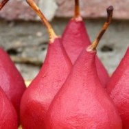 Pears in spiced served with custard 