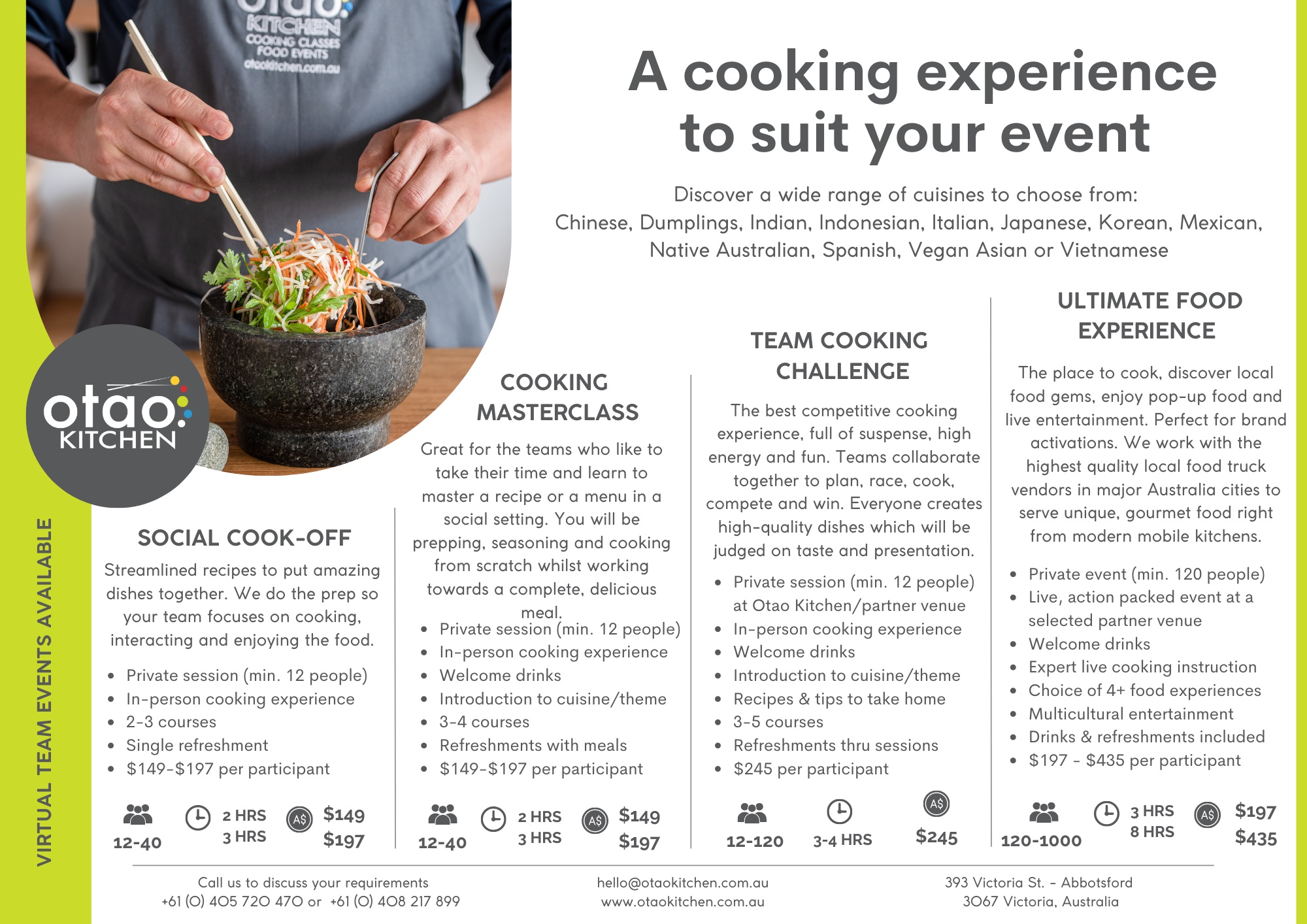 Team Cooking Packages